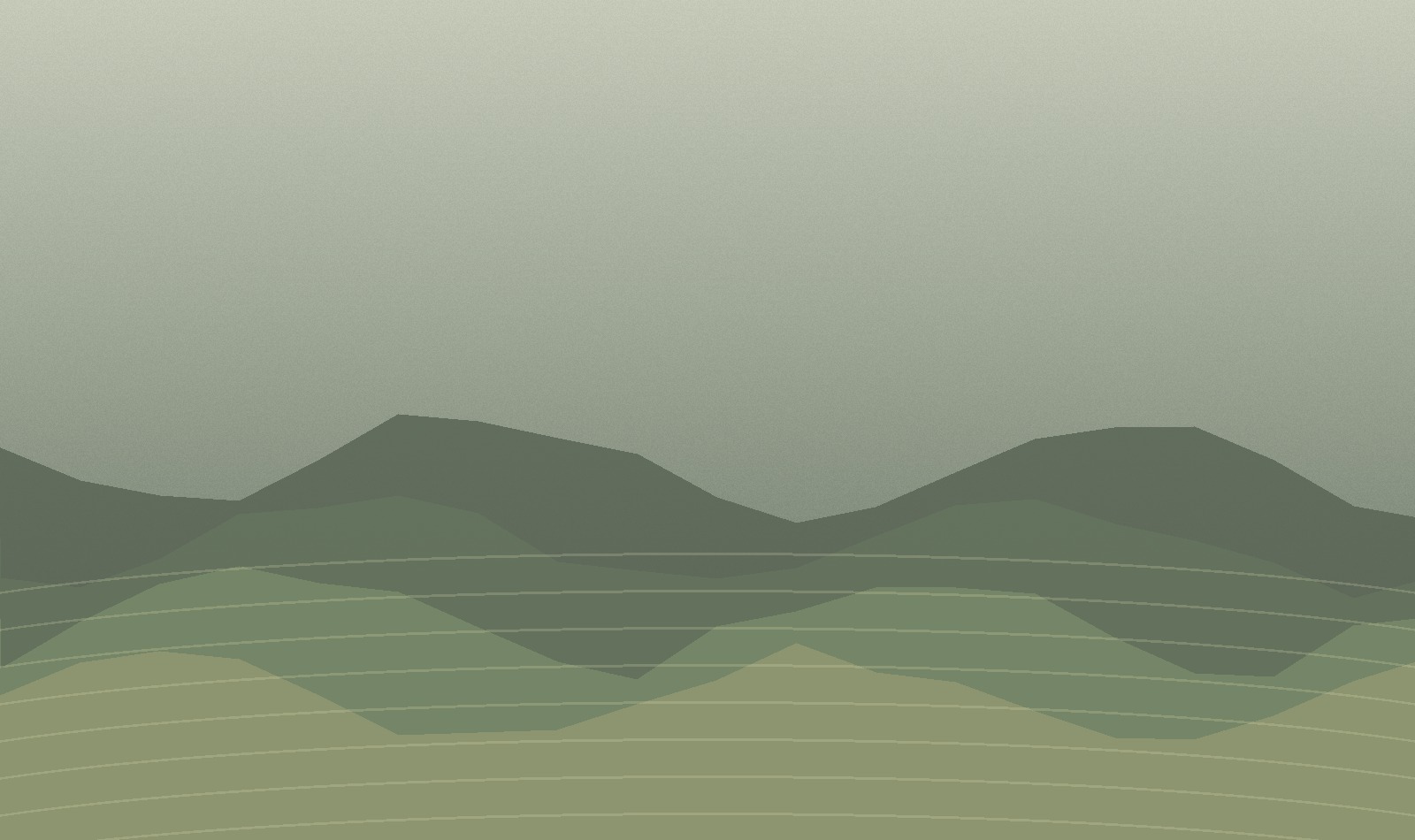 Layered high mountain tea-growing landscape in soft morning mist